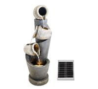 Gardenwize Solar 3 Tier Cascading Jar Water Feature with LED Lights in Grey Gardenwize Grey
