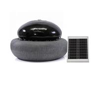 Gardenwize Solar Water Fountain, Black Pebble Water Feature with Battery Back-Up & LED Light, 5m Cable, No Mains Wiring, Solar Powered Outdoor Fountain 49cm