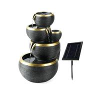 Gardenwize Solar Cascading Black & Gold Water Feature GW563