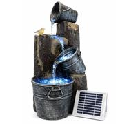 Gardenwize Solar Cascading Woodland Water Feature with Battery Backup & LED Light - Garden Fountain for Patios, Decking & Outdoor Spaces