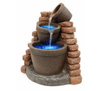 Gardenwize -Solar Powered Corner Brick Wall Water Feature with Battery Backup, Garden Fountain for Patios, Balconies, Terraces, and Outdoor Spaces (GW283)