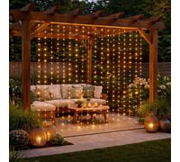 Gardenwize Solar Curtain Lights with 192 LED Warm White Lights in Clear Gardenwize Clear