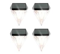 Gardenwize - Solar Diamond Fence Lights - 4-Pack Solar Powered Outdoor Fence Post Lights, Warm White LEDs, Easy Installation, Energy Saving, Waterproof