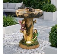 Solar Powered Bird Bath Fountain Garden Water Feature with LED Light