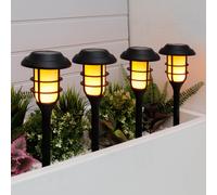 Gardenwize Pack of 4 Solar Flaming LED Stake Lights - Outdoor Pathway Illumination for Garden, Patio, Decking, Borders, Camping, Pond or Memorial Use, Auto Dusk-to-Dawn, No Wiring