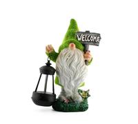 Gardenwize Solar Garden Ornament - Gonk with LED Lantern & Welcome Sign