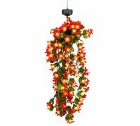Gardenwize Solar Powered LED Hanging Flower Lights - Pink Primrose Design, IP44 Waterproof Outdoor Decorative Garden, Fence & Porch Lights, Wind Resistant, Automatic Night Lighting