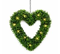 Gardenwize Solar Hanging Ornament - Topiary Heart Light with 30 LED Warm White Lights