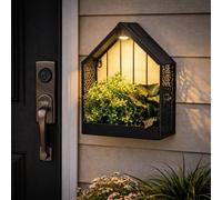 Gardenwize Solar House Wall Planter with Warm White LED Light in Black Gardenwize Black