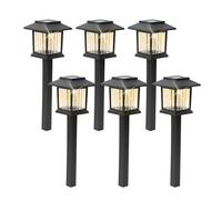 Gardenwize - Solar Lantern Garden Stake Lights, Pack of 6 Outdoor Solar Stake Lights with Warm White LED, 39cm Solar Powered Pathway Lights for Garden & Patio