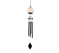Gardenwize - Solar LED Crackle Ball Wind Chimes, Black Hanging Chime Tubes | 2-in-1 Wind Chime/Light, 12cm Globe, 60cm Wind Chime, No Mains Wiring, Warm Ambient Glow, Automatic Night Illumination