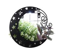 Gardenwize - Solar Moon Wall Planters, LED Light Planter Outdoor/Indoor | Black Metal Frame, Warm White LED, Automatic Dusk Lighting, 25cm Diameter, Real/Artificial Plants, Rechargeable Battery