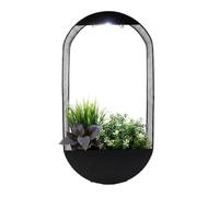 Gardenwize - Solar Oval Wall Planter, LED Light Planter Outdoor/Indoor | Warm White LED, Automatic Dusk Lighting, Rechargeable Battery, No Mains Wiring, Weather Resistant, Real/Artificial Plants