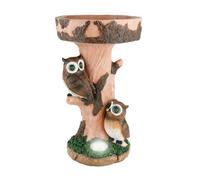Gardenwize - Solar Owl Birdbath, 40cm Solar Powered Garden Bird Bath with White LED Light, Weatherproof Outdoor Decorative Bird Bath for Garden, No Wiring Needed (Owl)