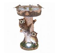 Gardenwize Solar Owl Garden Bird Bath with LED Light in Brown Gardenwize Brown