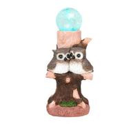 Gardenwize Solar Owl Multi-Colour Crackle Ball Light Colour-Changing Led Outdoor Garden Ornament