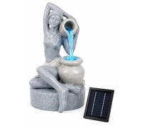 Gardenwize- Solar Powered Bathing Lady Water Feature with Battery Backup - Outdoor Garden, Patio, or Balcony Water Feature with LED Lights