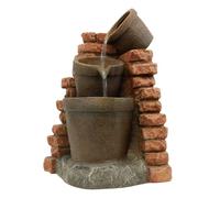 Gardenwize -Solar Powered Corner Brick Wall Water Feature with Battery Backup, Garden Fountain for Patios, Balconies, Terraces, and Outdoor Spaces (GW283)