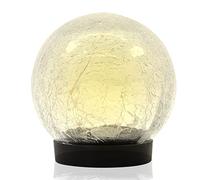 Gardenwize - Solar Powered Giant 15cm Crackle Glass Ball Sphere LED Light, Garden Lights, No Running Costs - Decking Patio Pathway Lighting (SWGSL249)