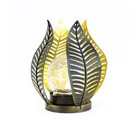 Gardenwize -Solar-Powered Crackle Glass Lotus Leaf Lantern - Outdoor LED Solar Garden Light, Eco-Friendly Decorative Lantern for Patios and Gardens