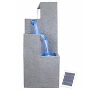 Gardenwize - Solar Powered Cubic Falls Water Feature with Battery Backup - Outdoor Garden, Patio, or Balcony Fountain with LED Lights