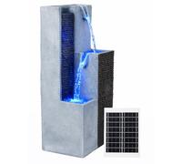 Gardenwize - Solar Powered Harmony Pillars Water Feature with Battery Backup & LED Lights, Outdoor Garden Water Fountain with Solar Panel, Modern Cascading Waterfall Design