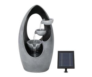 Gardenwize -Solar Powered Infinity Loop Water Feature with Battery Backup & LED Lights, Outdoor Garden Water Fountain with Solar Panel, Modern Cascading Waterfall Design