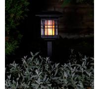 Gardenwize Solar Powered Led Flame Triple Way Mounted Garden Lantern Wall Mount/stake Light/freestanding