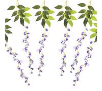 Gardenwize - Solar Powered LED Hanging Decorative Flower Lights, Outdoor IP44 Waterproof Porch Lights Wind Resistant Artificial Primrose/Wisteria Fence House Garden Lights (Wisteria Flower - Purple)
