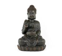 Gardenwize Solar Powered Meditating Buddha with Bowl Water Feature, LED Light & Battery Backup