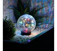 Gardenwize - Solar Powered Multi-Coloured Crackle Ball, Garden Light | 15cm Crackle Ball | 15 LED Lights | No Running Costs, Energy-Efficient | Patio, Decking, Walkway, Flower Bed Lights |