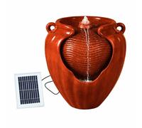 Gardenwize Solar Powered Red Vase Water Feature With Battery Back-Up Gardenwize Red