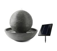 Gardenwize - Solar Powered Ribbed Sphere Garden Water Feature with LED Lights & Battery Back-up | Outdoor Solar Water Fountain for Garden, Patio & Balcony