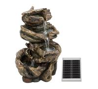 Gardenwize -Solar Powered Rock Stack Water Feature with Battery Backup - Outdoor Garden, Patio, or Balcony Water Feature with LED Lights, Portable & Eco-Friendly