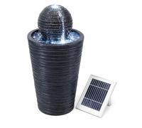 Streetwize Solar-Powered Water Feature - Round Ball & Plinth One Size Black
