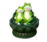 Gardenwize Solar Powered Two Frogs on a Lily Pad Water Feature with LED Light & Battery Backup