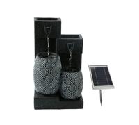 Gardenwize Solar Powered Vase Water Feature with Battery Backup & LED Light - Garden Fountain for Patio, Balcony, Decking & Outdoor Spaces