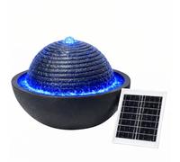 Gardenwize - Solar Powered Zen Ripple Water Feature with Battery Backup, LED Light & Solar Panel, Outdoor Garden Water Fountain with Ground Spike