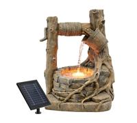 Gardenwize Old Brick Well Solar Water Feature, Brown