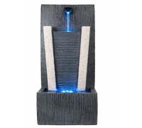 Gardenwize Solar Stone Column Water Feature Fountain - Stone Effect Polyresin, 3W Solar Powered with Battery Back-Up, Quiet Pump with 5m Cable, LED Light