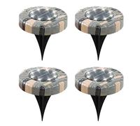 Gardenwize Solar Stone Effect Deck Light - 4-Pack Solar Powered Outdoor LED Deck Lights, White LEDs, Waterproof, Easy Placement for Patio, Deck & Garden