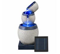 Gardenwize Solar Water Feature - 3 Tier Cascading Bowl Fountain with LED Lights & Battery Backup