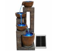 Gardenwize Solar Water Feature - Copper Falls Cascade Fountain with LED Lights & Battery Backup