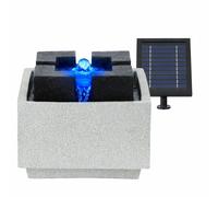 Gardenwize Solar Water Feature - Granite Oasis Fountain with LED Lights & Battery Backup