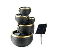 Streetwize Black and Gold Solar Water Feature With Battery Ba One Size Black
