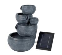 Gardenwize Solar Water Feature, Moonlit Slate Serenity 4 Tier Cascading Fountain