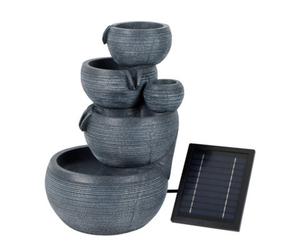 Gardenwize Solar Water Feature, Moonlit Slate Serenity 4 Tier Cascading Fountain