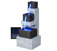 Gardenwize Solar Water Feature - Stacked Blocks Fountain with LED Lights & Battery Backup