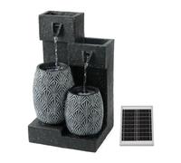 Gardenwize - Solar Water Feature Vase with Battery Backup - Cascading Garden Fountain with Cool White LED Lights for Patio, Balcony & Outdoor Serenity