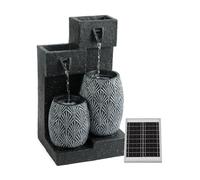 Gardenwize - Solar Water Feature Vase with Battery Backup - Cascading Garden Fountain with LED Lights for Patio, Balcony & Outdoor Serenity